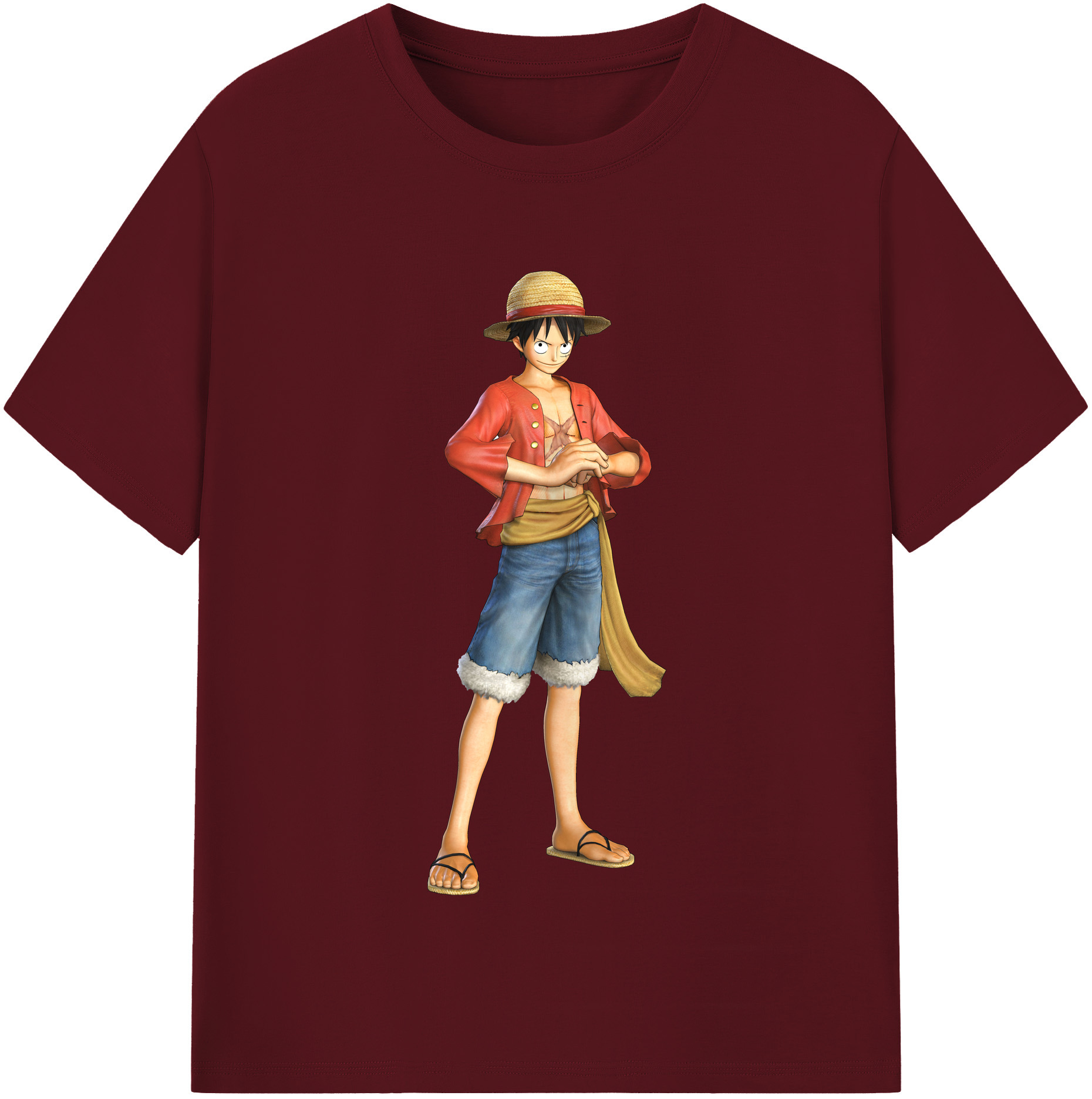 ワンピース モンキー・D・ルフィ ONE PIECE Monkey D. Luffy 綿100％半袖Tシャツ（フロントプリント）